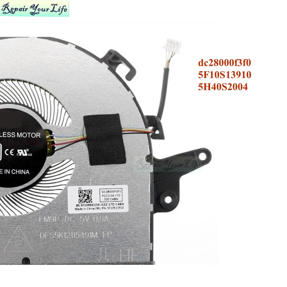 Lenovo IdeaPad 3-15iil05 3i-15IML05 15ARE05 5F10S13910 5H40S2004 노트북 PC 쿨러 팬 라디에이터 DC28000F3F0 용 CPU 냉각 팬