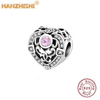 

2017 Winter DIY Fit Original European Charms Bracelets Opulent Heart Orchid Charm With Clear Pink CZ 925 Sterlings Silver Beads