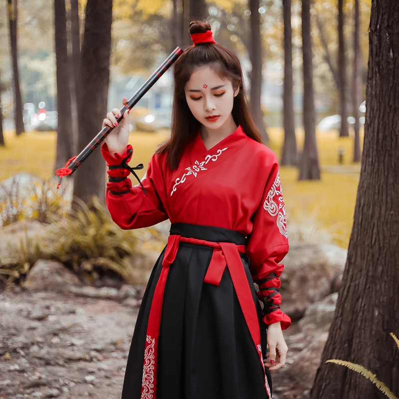 Tanie Dynastii Tang starożytnej kostiumy Hanfu sukienka chiński folk ubrania do tańca klasyczne szermierz odzież tradycyjny bajki Cosplay