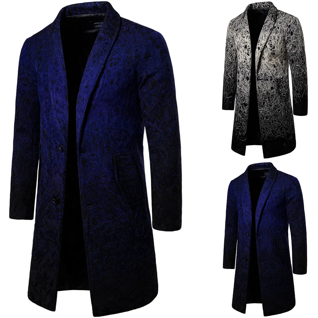 

Autumn & Winter Fold-down Collar Trench Coat Men Mid-length Slim Fit Versitile Fashion MEN'S Coat Xf017
