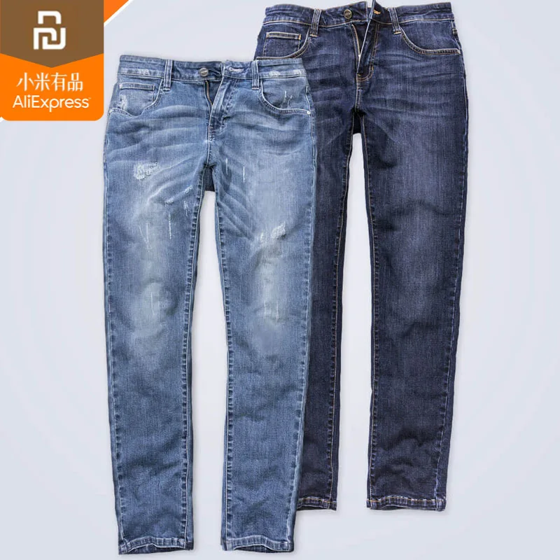 youpin 90 points comfortable jeans men's models Jeans straight trousers winter long pants loose work to | Электроника