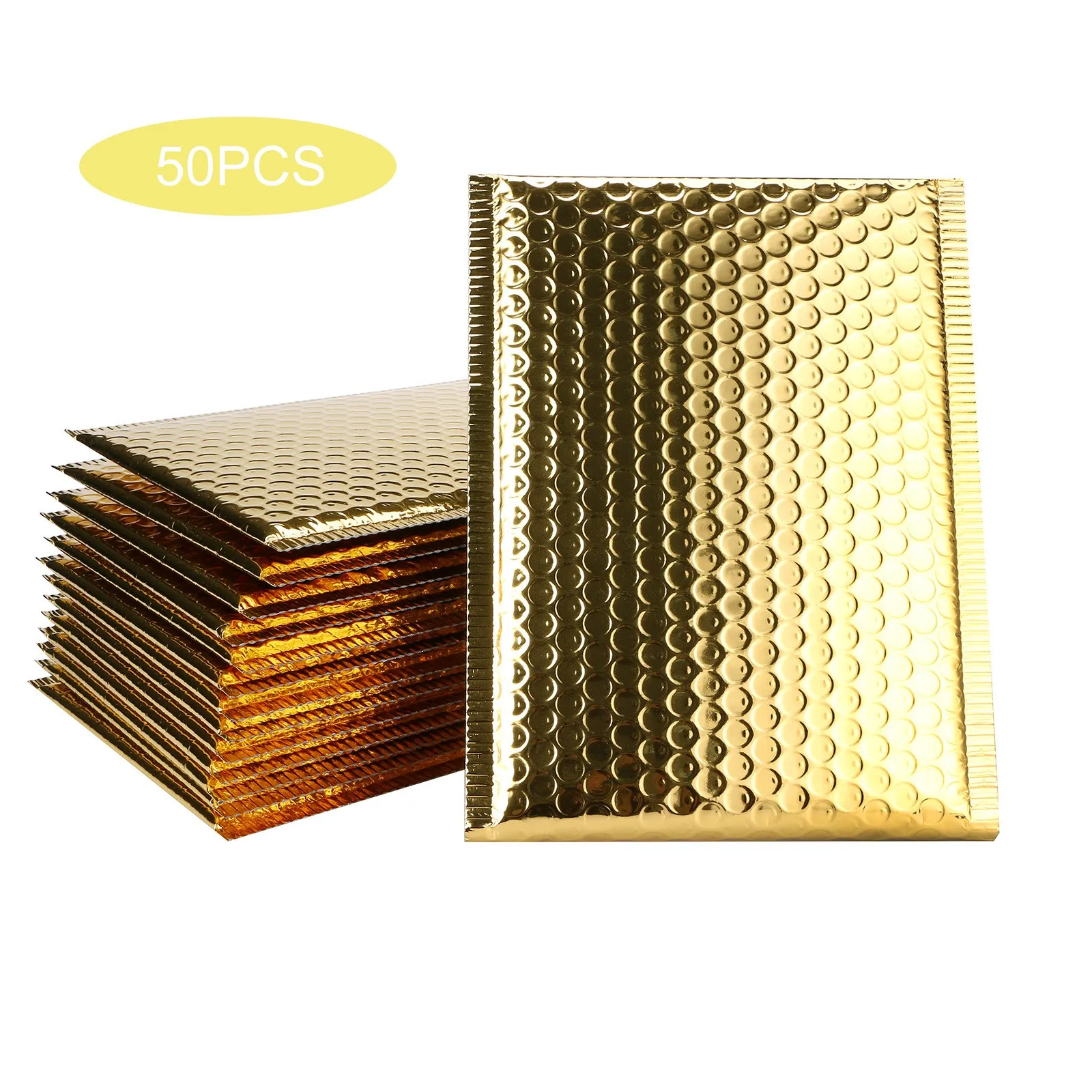 50pcs Gold Color Bubble Mailers Padded Envelopes Lined Poly Mailer Self