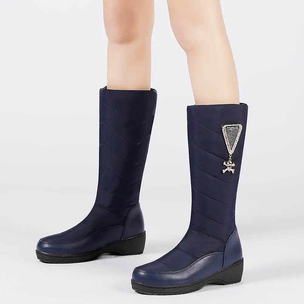 

Sarairis Plus Size 44 Russia Winter Snow Boots Women Keep Warm Shoes Waterproof Boots Fur non-slip Mid Calf Boots Black