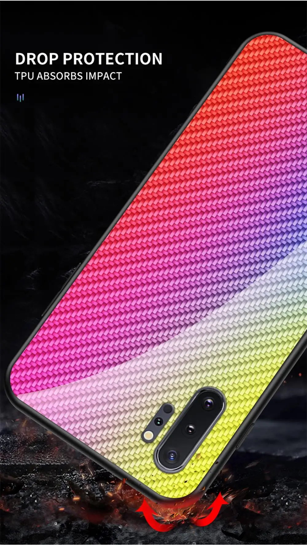 Для samsung Galaxy Note 10 Plus N975F чехол из углеродного волокна с текстурой стекла гибридный мягкий силиконовый чехол для samsung Note10 Plus 5G чехол