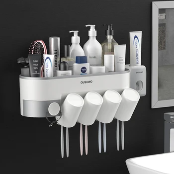 

Bathroom Storage Toothbrush Holder Big Space Waterproof Dust-proof Bathroom Accessorie Automatic Convenient Toothpaste Dispenser