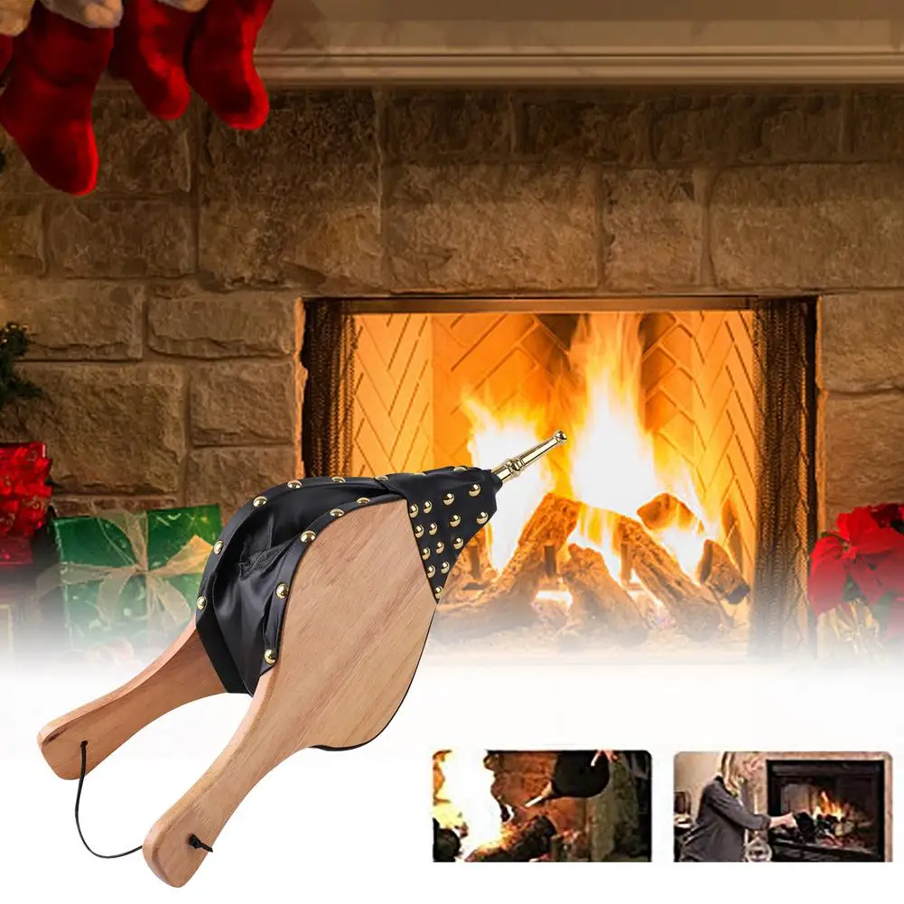 Handheld Wooden Air Blowers Fireplace Bellow For Outdoor Camping Picnic