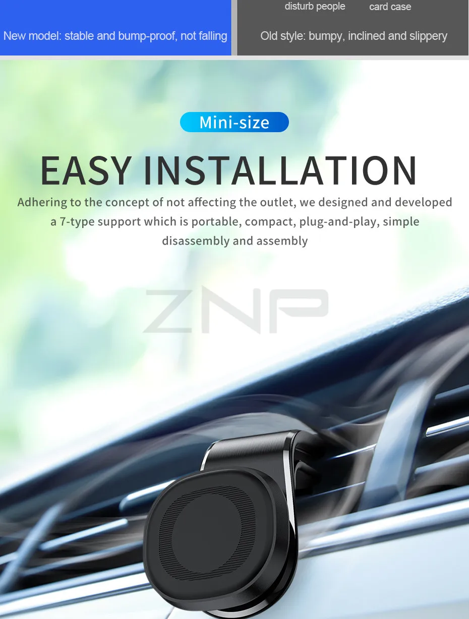 ZNP Универсальный магнитный автомобильный держатель для телефона для iPhone samsung 360 Вращающийся Автомобильный держатель для мобильного телефона
