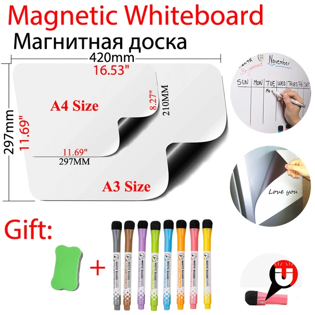 A2 Size WhiteBoard Magnetic Fridge Sticker Dry Erase White Board Home  School Drawing Calendar Board - AliExpress