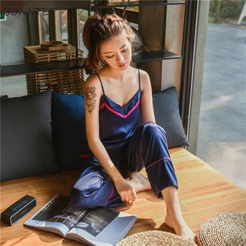

Pajama Sets Women V-Neck Loose Casual Simple All-match Fashion Womens Clothing Daily Korean Style Spring New Students Female