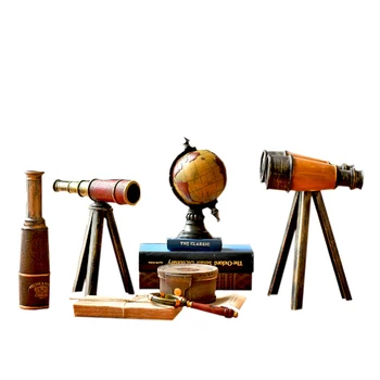 

Vintage Nostalgic Astronomical Telescope Model With Stand Miniature Model Home Decoration Figurines Desk Decor Metal Ornament