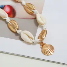 2019 Shell Multicamadas Colar Na Moda para As Mulheres da Cor do Ouro de Cadeia Longa Concha Oceano Praia Boho Colares Pingente Jóias A1(China)