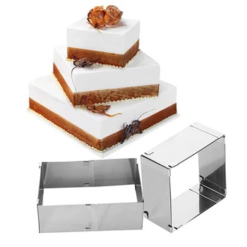 

Square Stainless Steel Adjustable Mold Cake Mould Durable Sturdy Family Kitchen Chef DIY Baking Mold