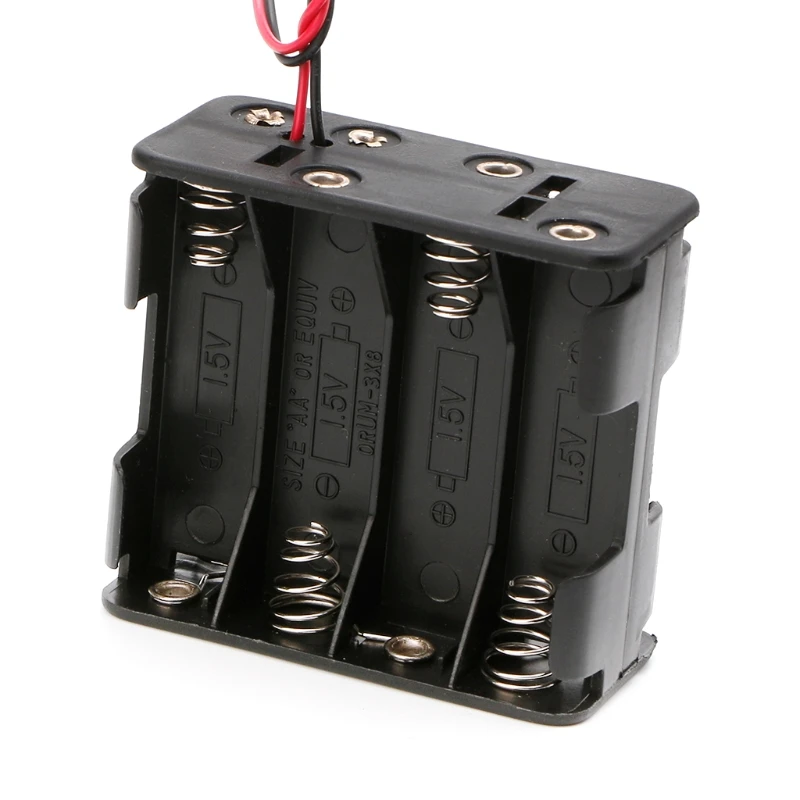 12V положительный и отрицательный двойной AAx8 открытый держатель батареи коробка с проводами