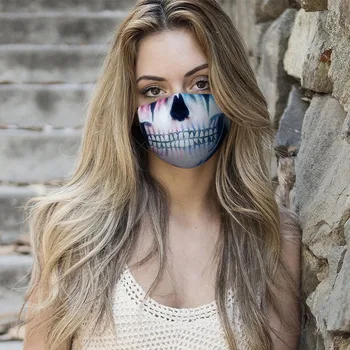 

Halloween Printing Funny Face Mask Adult Face Mask Adjustable Activated Carbon PM2.5 Anti-Spitting Protective Washable Mask