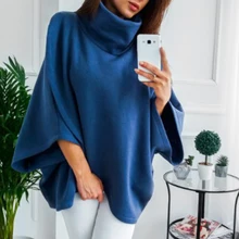 Aliexpress - 3 Colour S-XL Women’s Loose Batwing Wool Poncho Winter Warm Coat Jacket Cloak Cape Parka Turtleneck Sweater Top Outwear