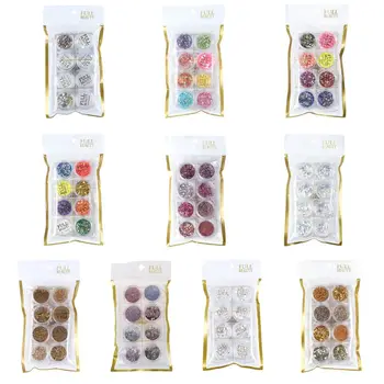 

8 Box/Set Irregular Small Round Glitter Paillette Mix Color Sequins Transparent Flakes for DIY Nail Art Manicure Tips Decoration