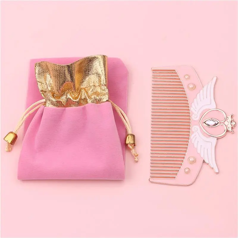 Anime Sailor Moon Hairdressing Comb Cosplay Props Cardcaptor Sakura Pink Woman Cartoon Metal Pettine Originality Gift with bag