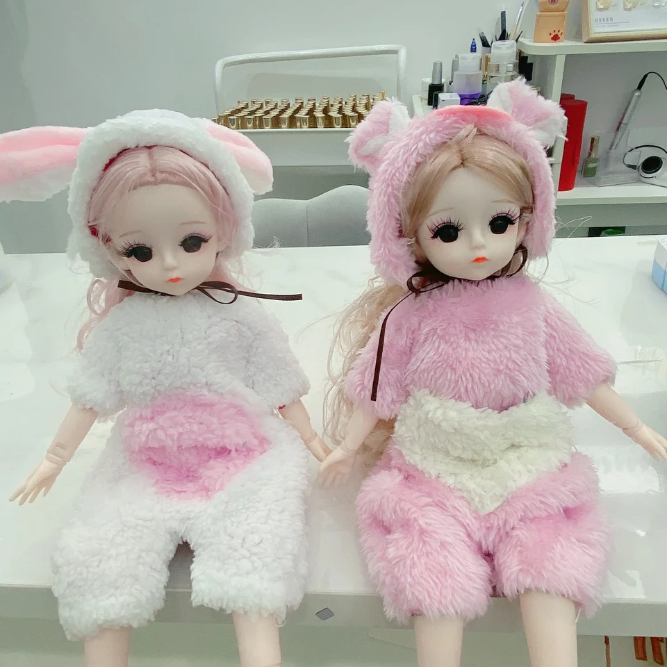 1/6 Scale BJD 30CM Fashion Super Cute Bear Suit Girl Princess Doll 23 Joints Body Figure With Clothes Whole Dolls Toy Gift C1633