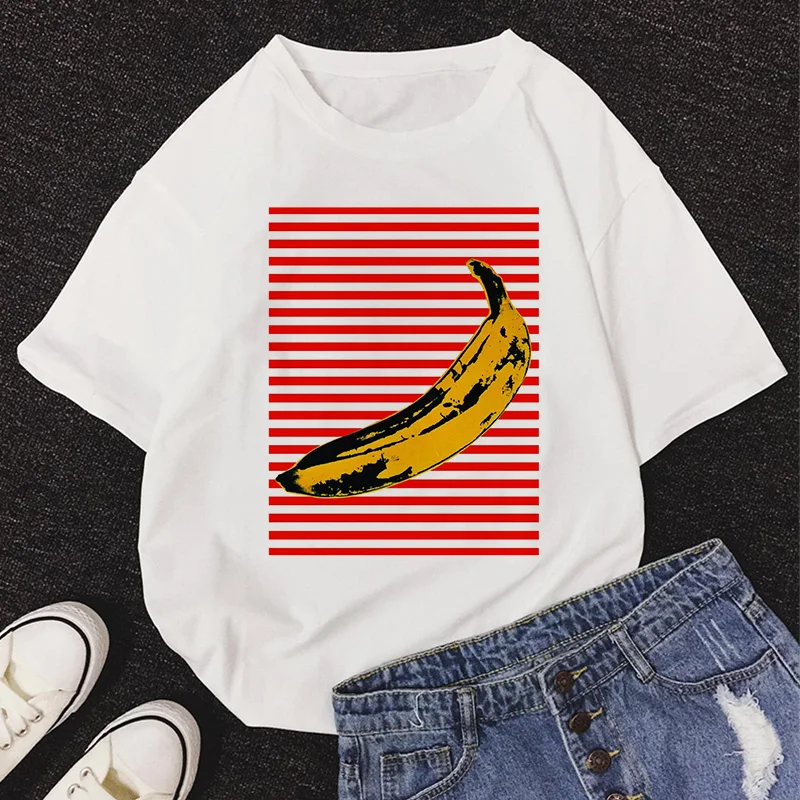 2020 New Summer DOLCE & BANANA Print T-Shirt Women O-Neck Short Sleeve Cute Cartoon T Shirt For Girls Students Lady Tops Tshirt