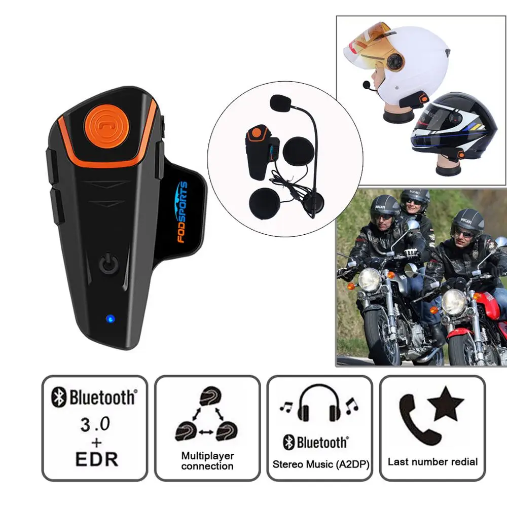Comprar Fodsports BT S2 Pro motocicleta intercomunicador casco auriculares inalámbricos Bluetooth impermeable intercomunicador interfono Moto FM