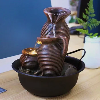 110V-220V Indoor Tabletop Waterfall Fountain Pet Cat Drinking Water Fountains Small Relaxation Waterfall Feature Feng Shui Set 2