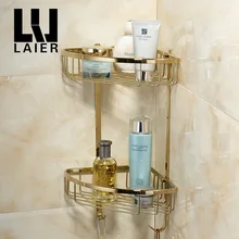 Vidric Золотой Винтаж Европейский стиль ванная комната полный медный штатив ванная полка один двойной металлический кулон