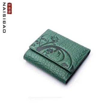 

NAiSIBAO New women genuine Leather bag quality cowhide Short leather multi-card embossed leather coin purse card bag