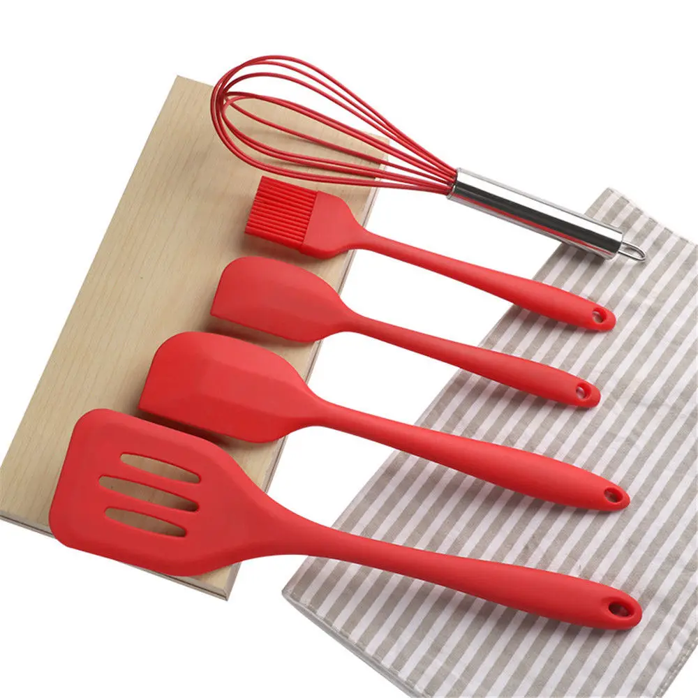 

5 Pcs Set Silicone Kitchen Utensil Design Cooking Baking Cake Icing Mixing Tools