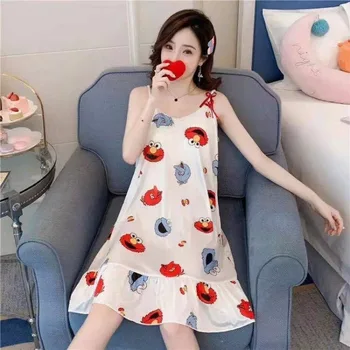 

Summer Slip Nightdress Women with Chest Pad To Send Goggles Thin Korean-Style Sweet Casual Pajamas Women Women Sleepwear Nighty
