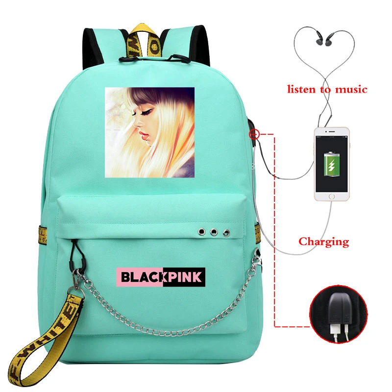 Usb Charging Girls Backpacks Bag Blackpink Backpack Girls School Backpacks Women New Pattern Laptop Bags Students Book Rucksack - Цвет: Girls Backpacks 9