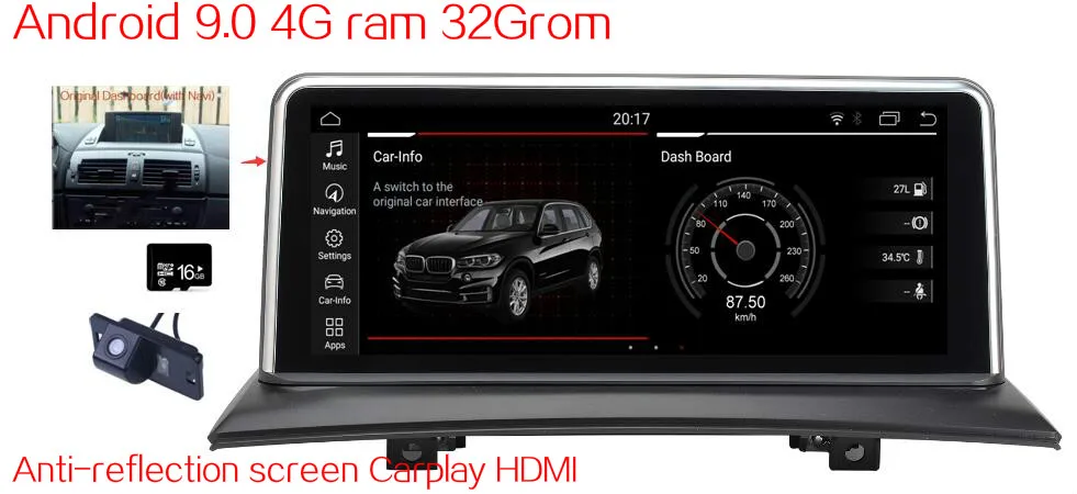 (Оригинал с навигацией) 10 25 &quotAndroid 9 0 автомобильная аудиосистема для BMW X3 E83 2004-2009