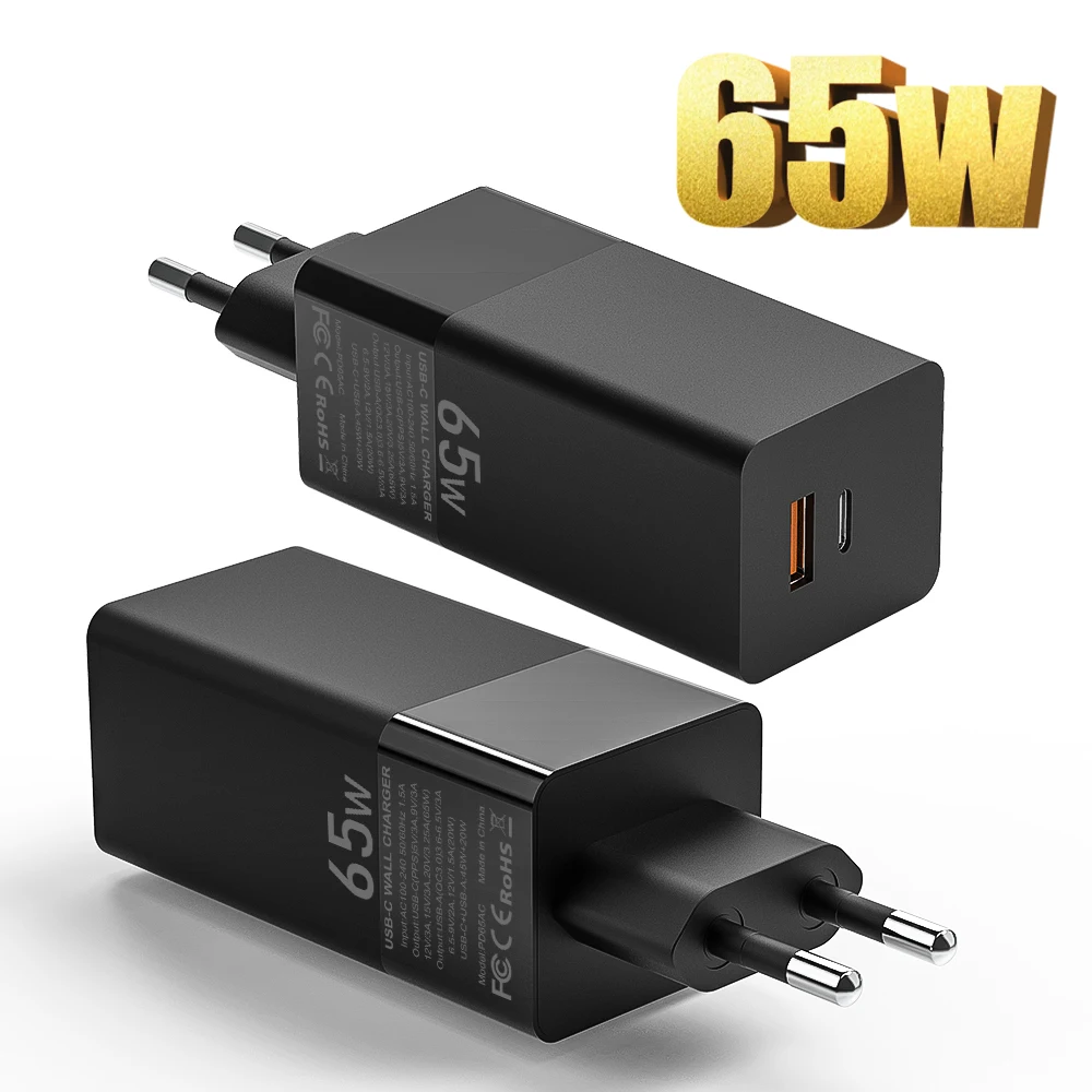 Зарядное устройство GaN 65 Вт Quick Charge 4 0 PD 3 быстрая зарядка AFC FCP дорожный адаптер для