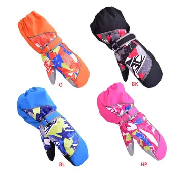 

Toddler Kids Waterproof Snow Ski Mittens Outdoor Thicken Lined Long Cuff Windproof Non-Slip Adjustable Winter Warm Gloves 3-12T