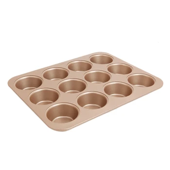 

12 Cups Carbon Steel Non-Stick Cake Baking Mold Homemade Cake Kitchen Baking Tools High Temperature Resistance Mold