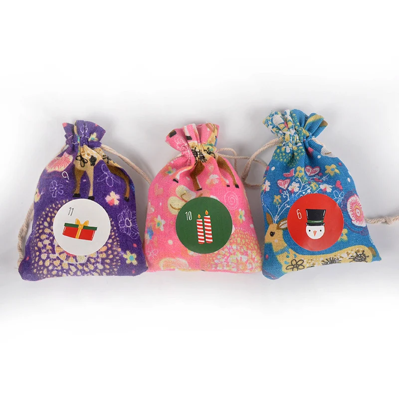 1 комплект Рождественский Подарочный пакет конфеты мешок с зажимами пеньковая