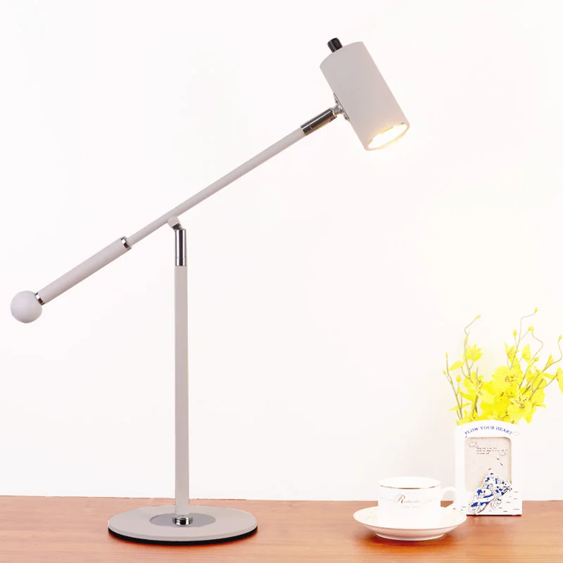 White Nordic modern office computer desk work table lamp LED business simple light luxury creative long arm eye table lamp - Цвет корпуса: White