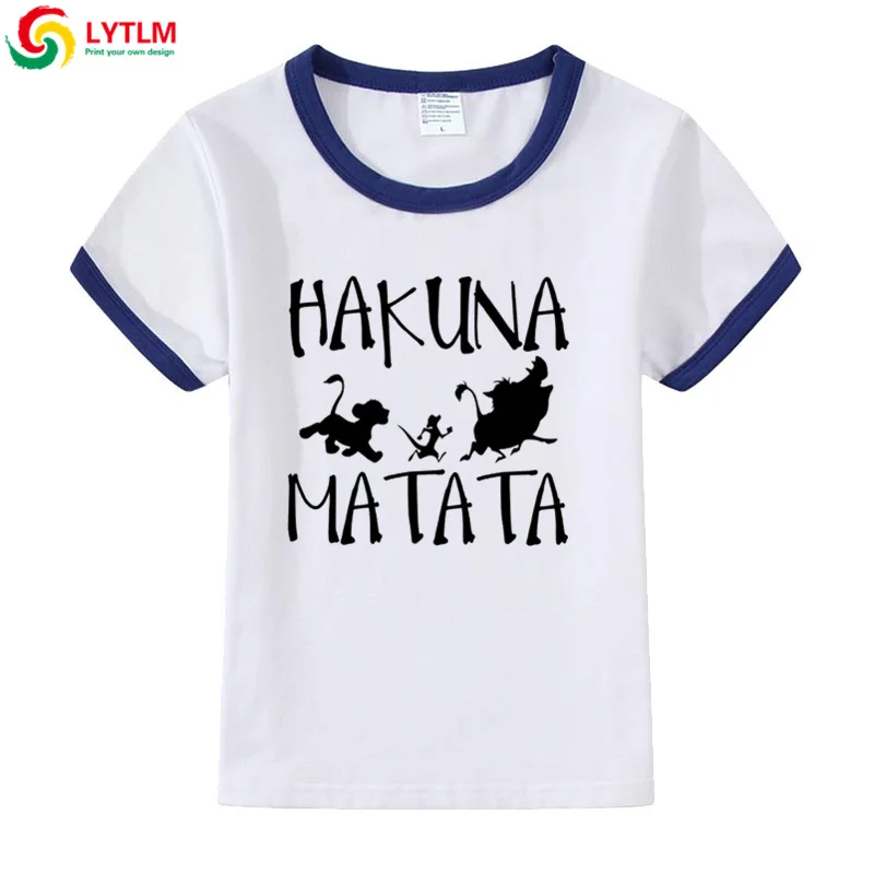 LYTLM Roi футболки с изображением Льва для девочек хакуна матата Топ подростковая одежда футболка Дети Moletom женское Inverno дети топы для девочек - Цвет: DXZB LYCRA Blue