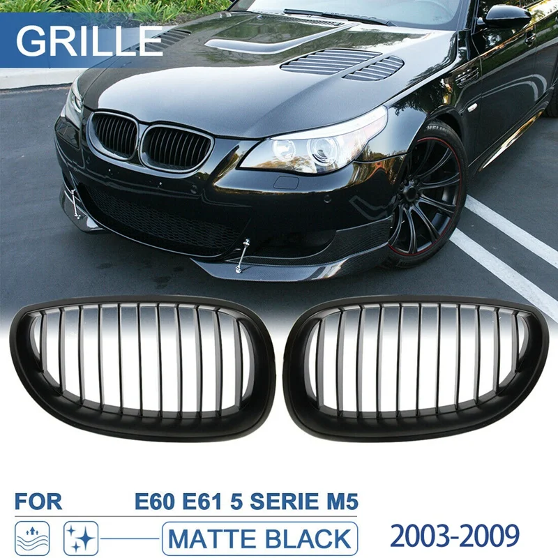 Gloss Black Grill Grille For BMW E60 E61 528i 535i 525i 530i 530xi 545i M5 03-10