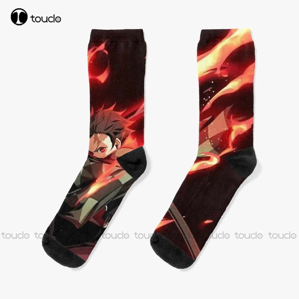 Demon Tanjiro Socks Pink Softball Socks Personalized Custom Unisex