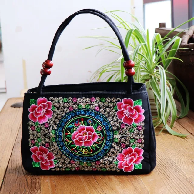 New Fashion Embroidery Women Small handbags National Floral Embroidered Lady Top-handle bags Single-layer Beading Falp Carrier 11