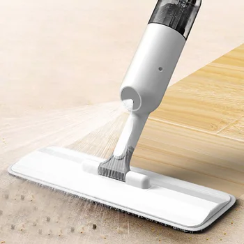 

congis New White Flat Mop 360 Degree Spray Mop With Reusable Microfiber Pads Home Cleaning Wood Ceramic Tiles Floor Clean Tools