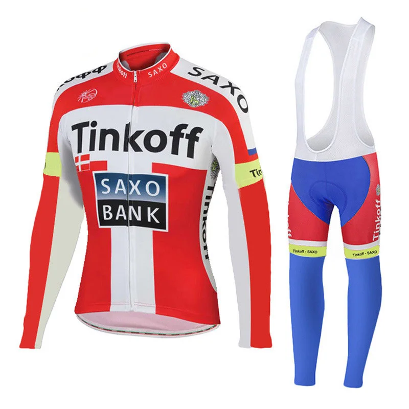 Jersey And Bib Pants Tinkoffing Pro Велоспорт Джерси Набор длинный рукав, дышащий MTB велосипед одежда для велоспорта Ropa Maillot Ciclismo - Цвет: Jersey And Bib Pants