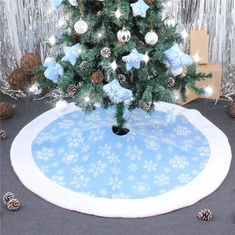 90cm 120cm Christmas Tree Skirt with Embroidered Snowflake Home Party Decor Christmas Party