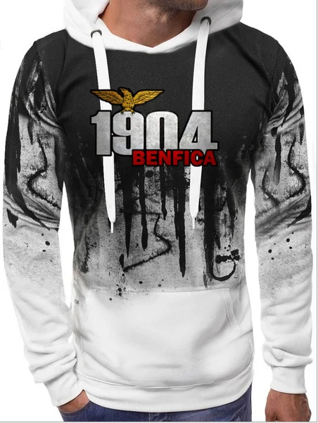 Новое поступление, Мужская одежда, модные толстовки, BENFICA 1904, с принтом, повседневные, уличный стиль, 2019iku - Цвет: Белый