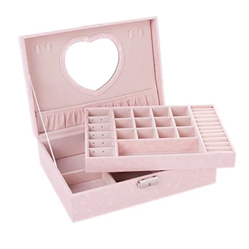 

PU Leather Double Dustproof Jewelry Storage Box Double Wood Jewelry Storage Box Princess Jewelry Storage Box