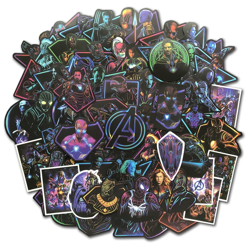 

100Pcs/Lot Neon Super hero Avengers Stickers For Skateboard Luggage Laptop Guitar Car Bike Motorcycle JDM Graffiti Sticker Pack