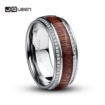 

AAA Quality Steel Stainless Steel Ring for Men Micro Pave White CZ Acacia Wood Titanium Steel Mens Wedding Rings Jewelry