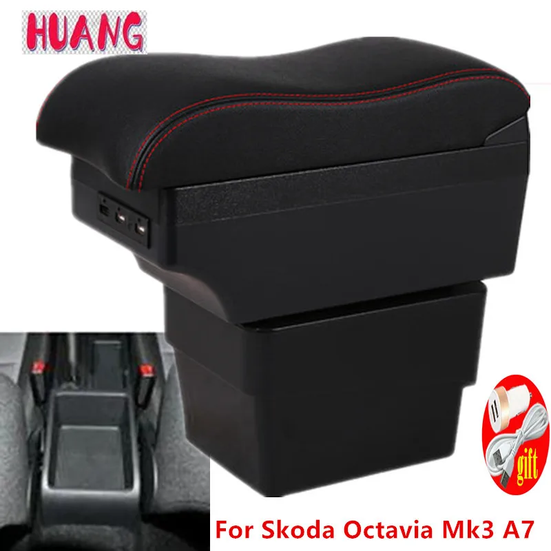 For Skoda Octavia Armrest Mk3 A7 2014-2018 Car box Retrofit parts Storage car accessories USB | Автомобили и мотоциклы