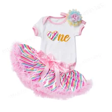 

Baby Girl 1st Birthday Unicorn Outfits Skirt Set Romper+Tutu Dress+Headband Cake Smash Crown Princess Clothes