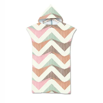 

2019Double Sided Printed Stripe Wave Point Hooded Bath Towels Cloak Microfiber Geometric Adults Men Women Beach Towels